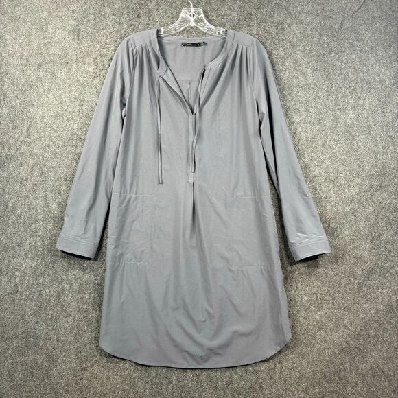 Prana Natassa Dress Women's Small Grya Charcoal Roll Tab Sleeve Shift - Picture 1 of 8